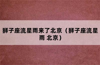 狮子座流星雨来了北京（狮子座流星雨 北京）